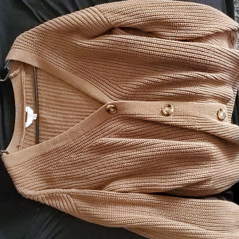 Time and Tru Brown Knit Sweater Cardigan Oversized